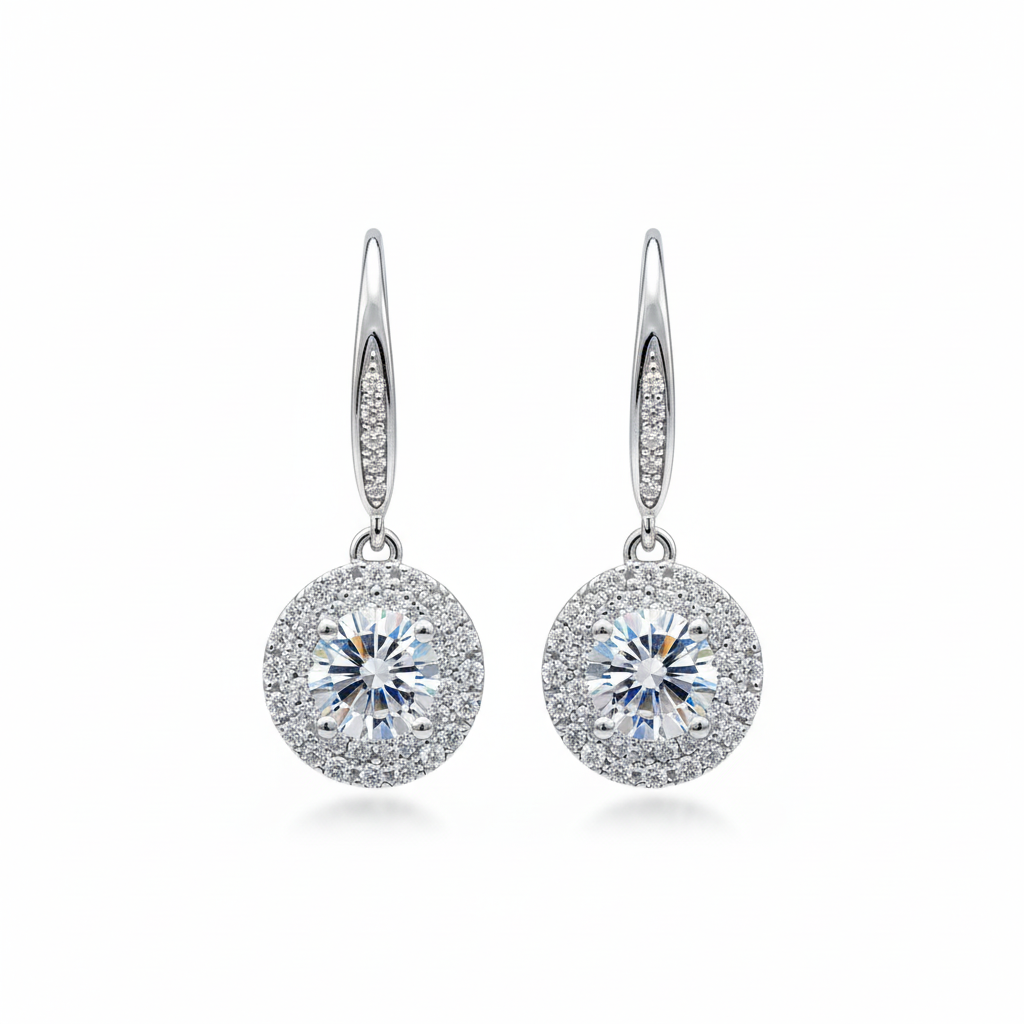 עגילי כסף 925 משובצים מויסנייט | Joli Jewels