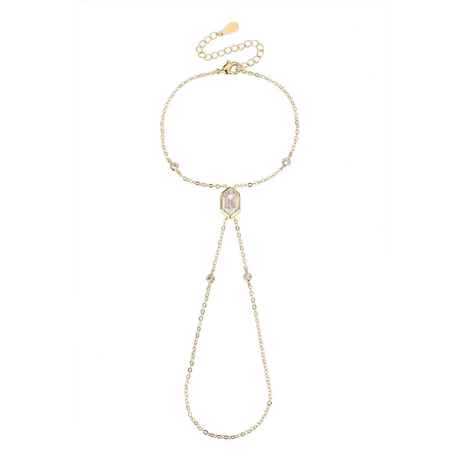 צמיד ג'אדי שיבוץ משושה סגור | ציפוי זהב 14K | פליז | זרקון