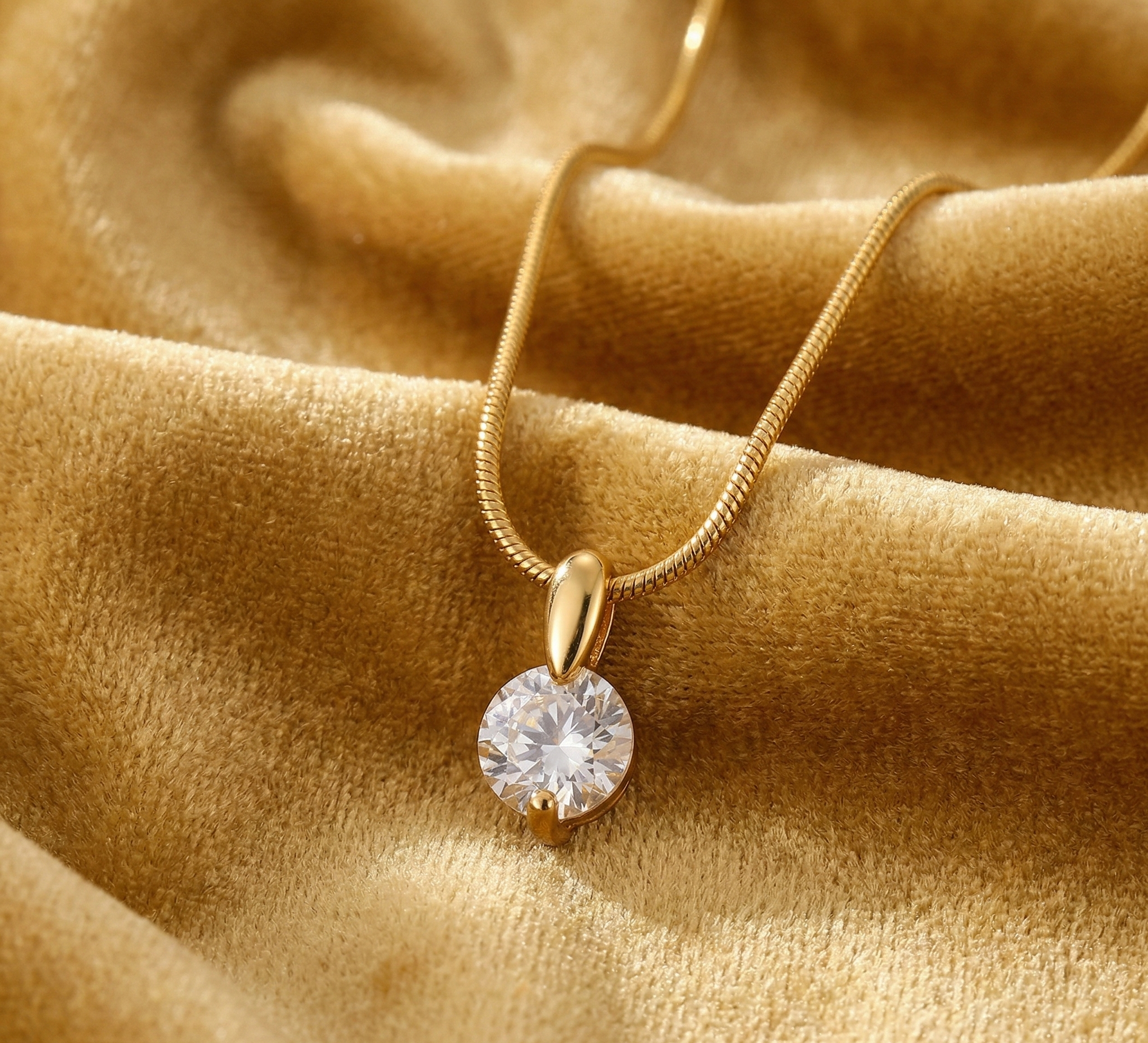 עמיד במים L316 שרשרת דגם "סול" משובץ אבן זרקוניה - ציפוי זהב על פלדת אל-חלד