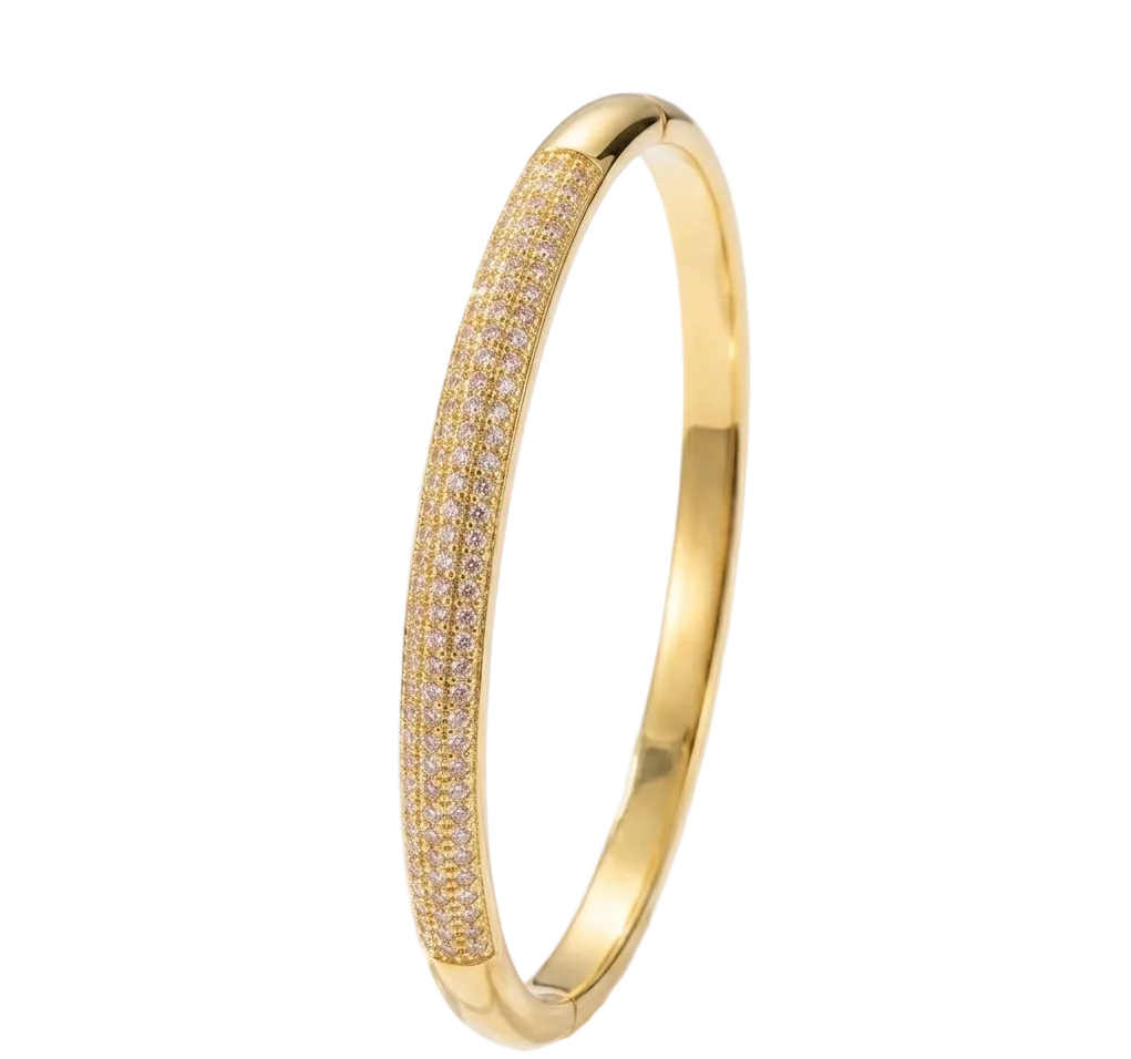 PVD K18 צמיד בנגל יוקרתי "גלי אור" – נירוסטה בציפוי זהב בטכנולוגיית – JOLI