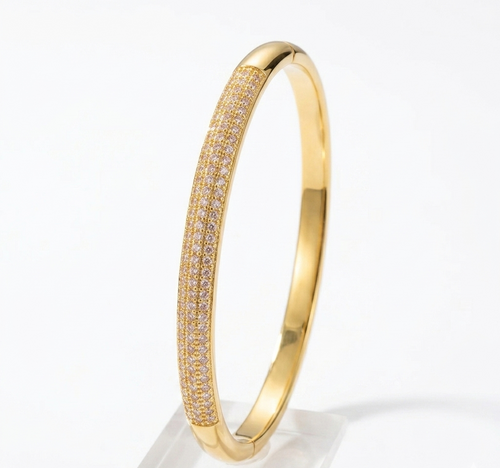 PVD K18 צמיד בנגל יוקרתי "גלי אור" – נירוסטה בציפוי זהב בטכנולוגיית – JOLI