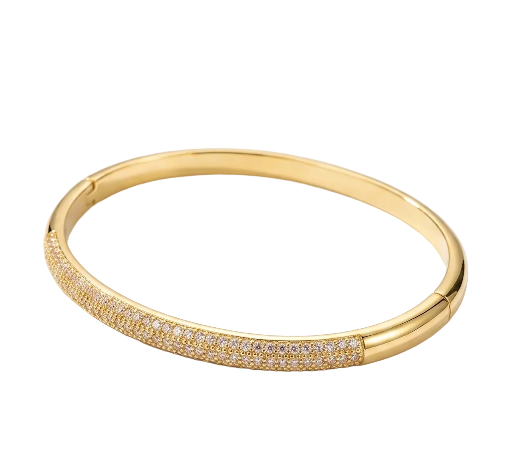 PVD K18 צמיד בנגל יוקרתי "גלי אור" – נירוסטה בציפוי זהב בטכנולוגיית – JOLI