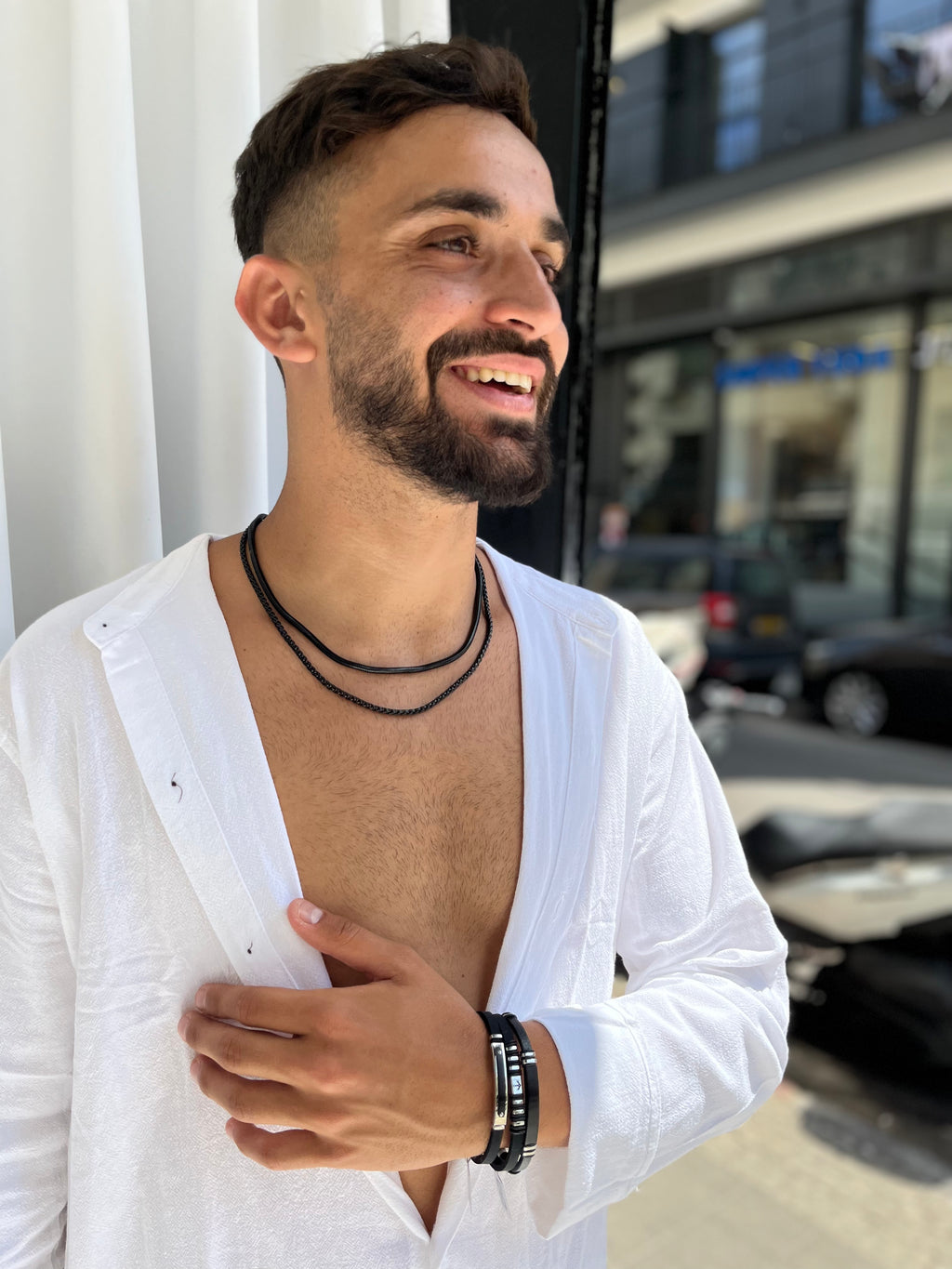 שרשרת חלקה קלאסית שחורה עובי ממוצע לגבר | 3.5 מ"מ | פלדת אל חלד | 55+5 ס"מ
