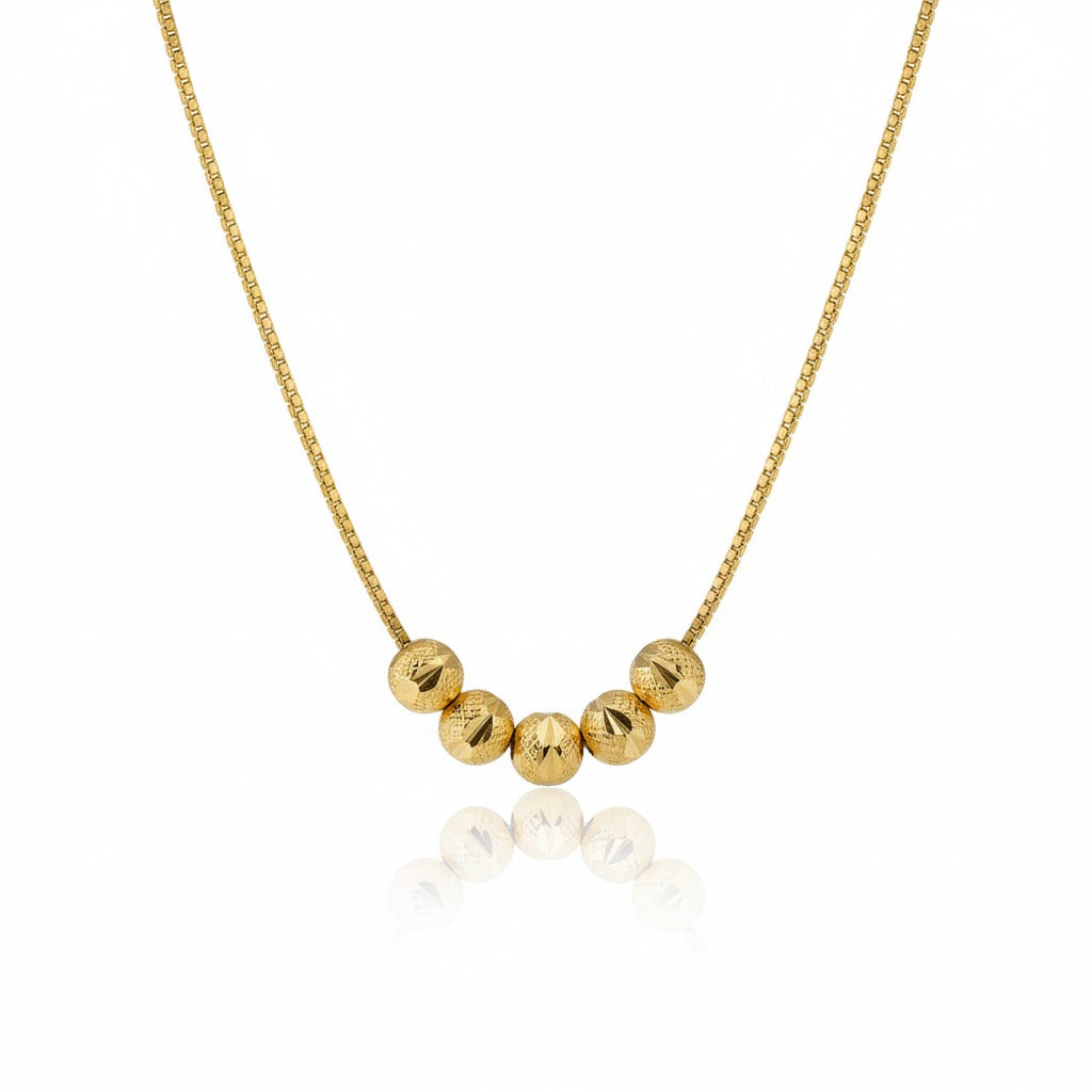 עמיד במים L316 שרשרת כדורים בחיתוך לייזר דגם "גולדה"  - ציפוי זהב על פלדת אל-חלד